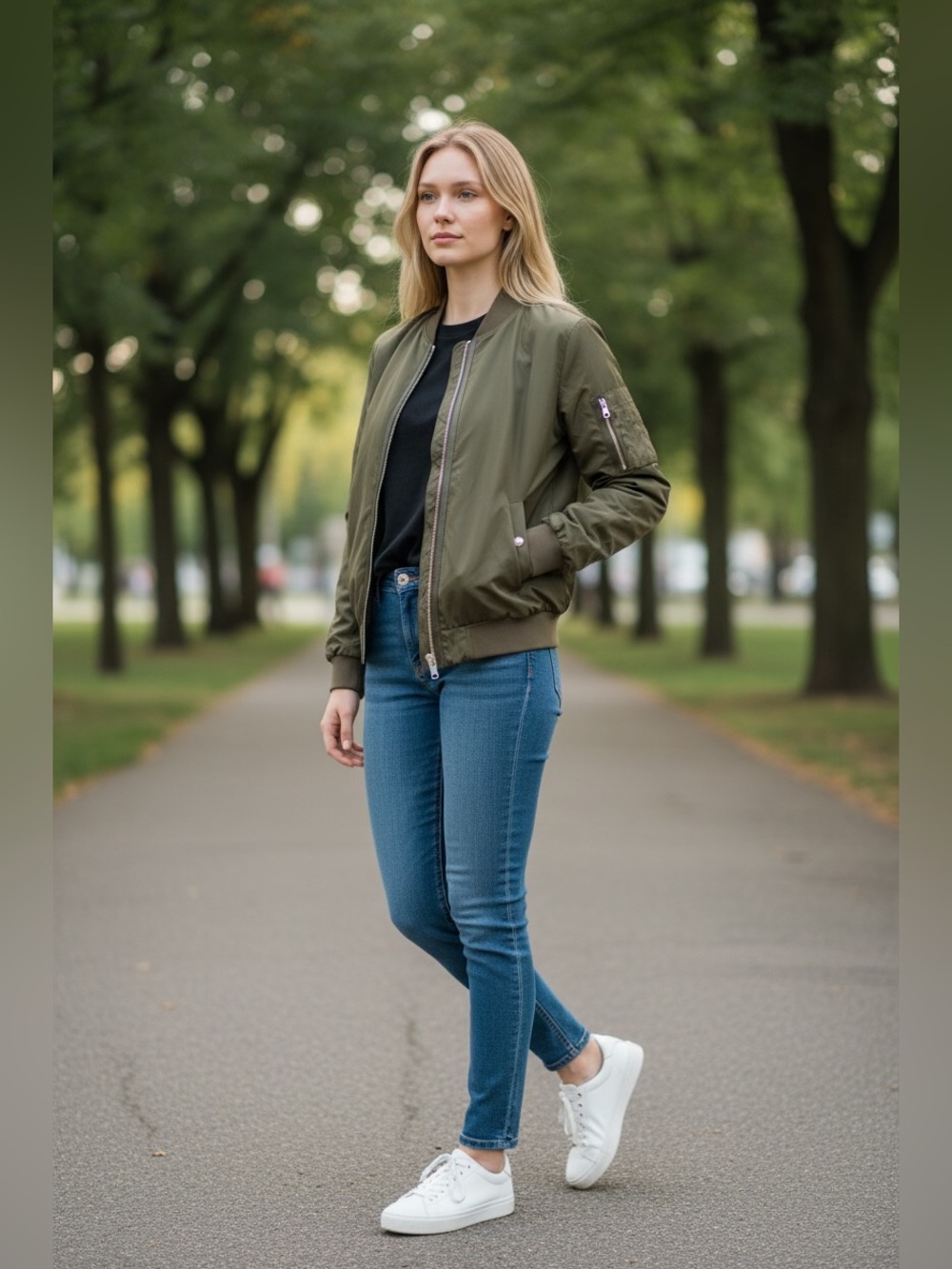 Mackage Leather Trim Bomber Jacket With Metal Hardware Olive Green Sz M